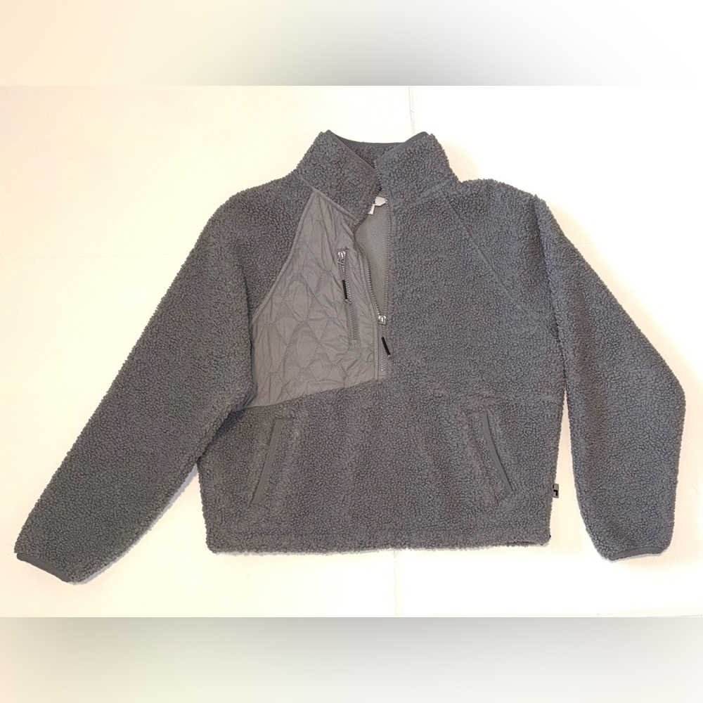JoyLab Dark Gray Sherpa Half-Zip Pullover Jacket